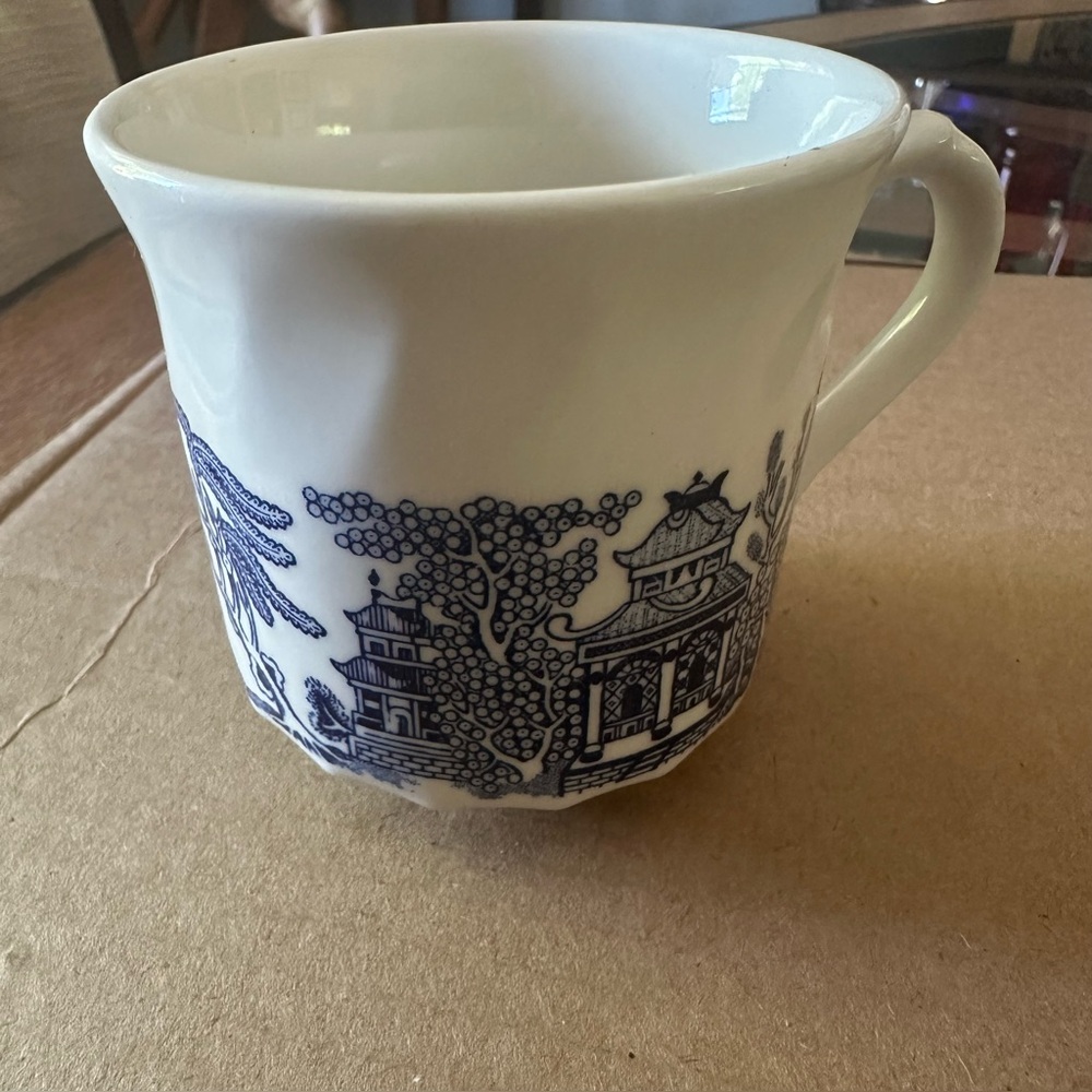 Vintage Style Blue and White Mug